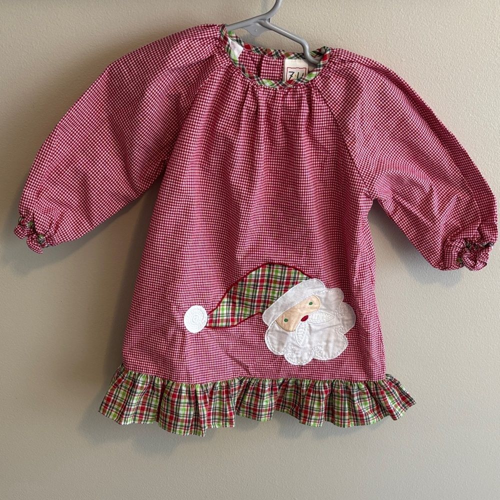 Zu Red Gingham Santa Dress size 18 months